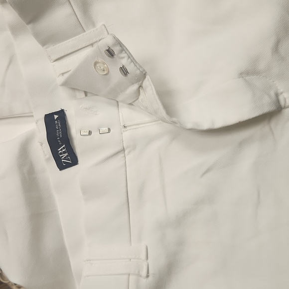 Zara White High Waisted Flared Stretch Trousers in Oyster White Size S - Picture 5 of 15